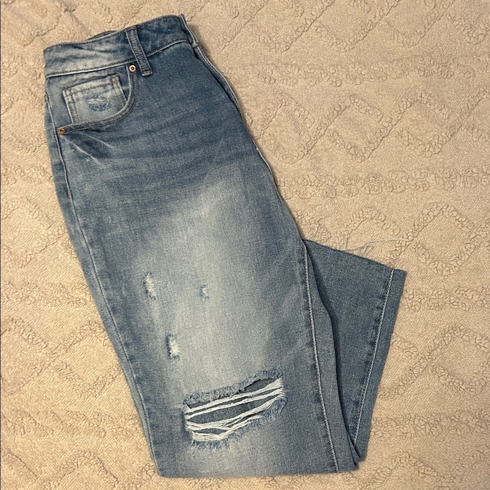 NOBO Women's Distressed Blue Cropped Jeans